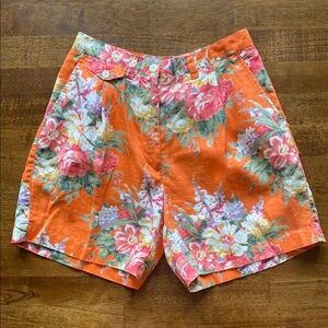 Ralph Lauren 100% linen floral print shorts. Size 4 petite​​